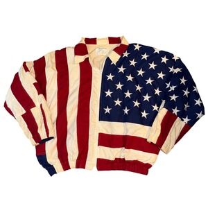 Vintage Limited Edition USA American Flag Bomber Jacket Stars Stripes XXL
